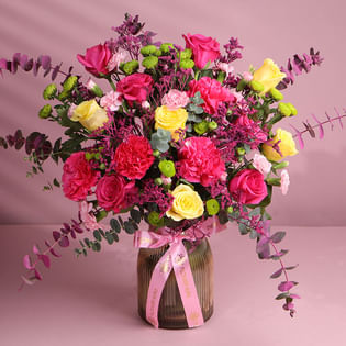 Blush N Bloom In A Golden Vase