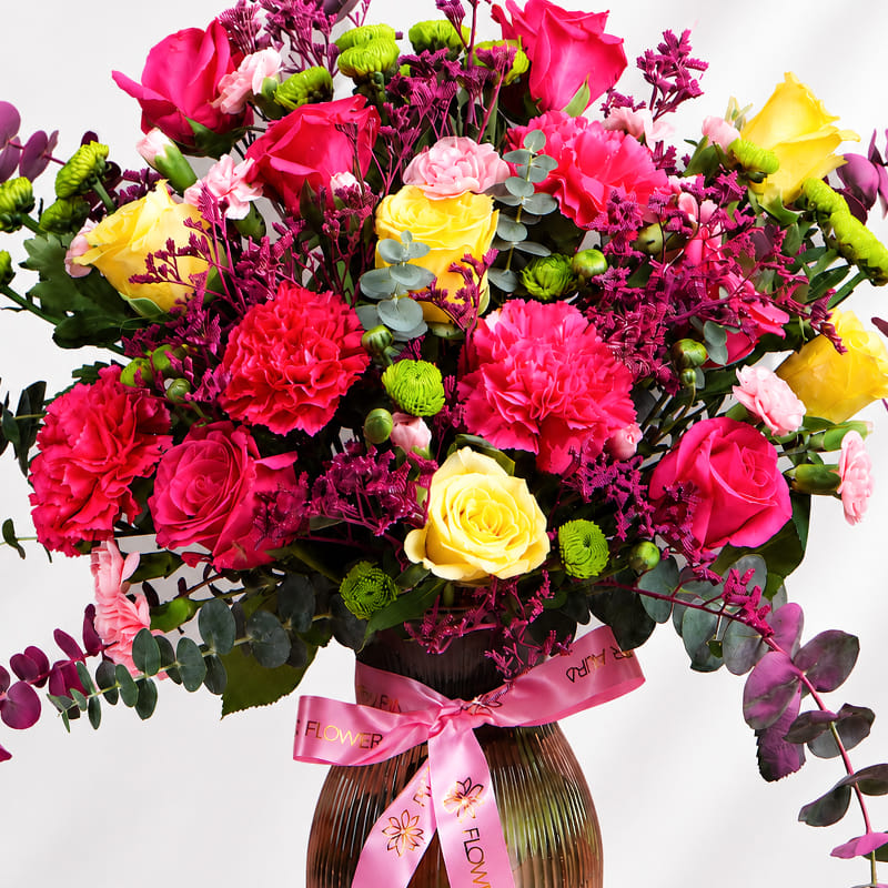 Blush N Bloom In A Golden Vase