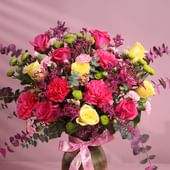 Blush N Bloom In A Golden Vase