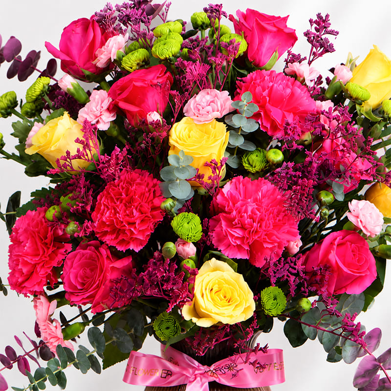 Blush N Bloom In A Golden Vase