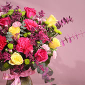 Blush N Bloom In A Golden Vase