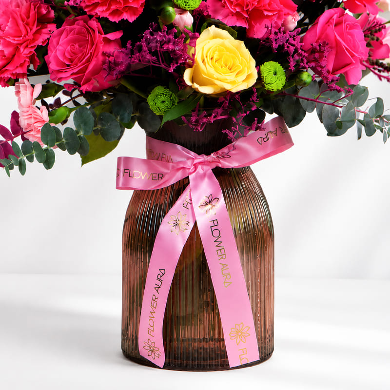 Blush N Bloom In A Golden Vase