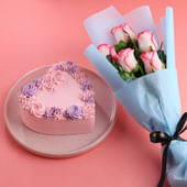 Blush Roses With Floral Choco Cake