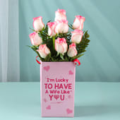 Blushing Box Of Roses For Wife