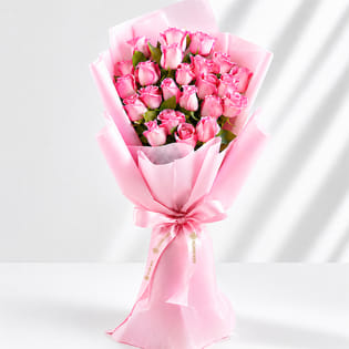 Blushing Embrace Of Pink Roses