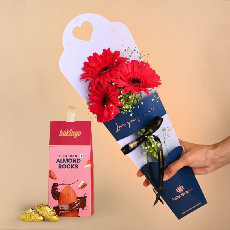 Blushing Gerberas With Choco Almonds