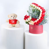 Blushing Love Roses N Teddy