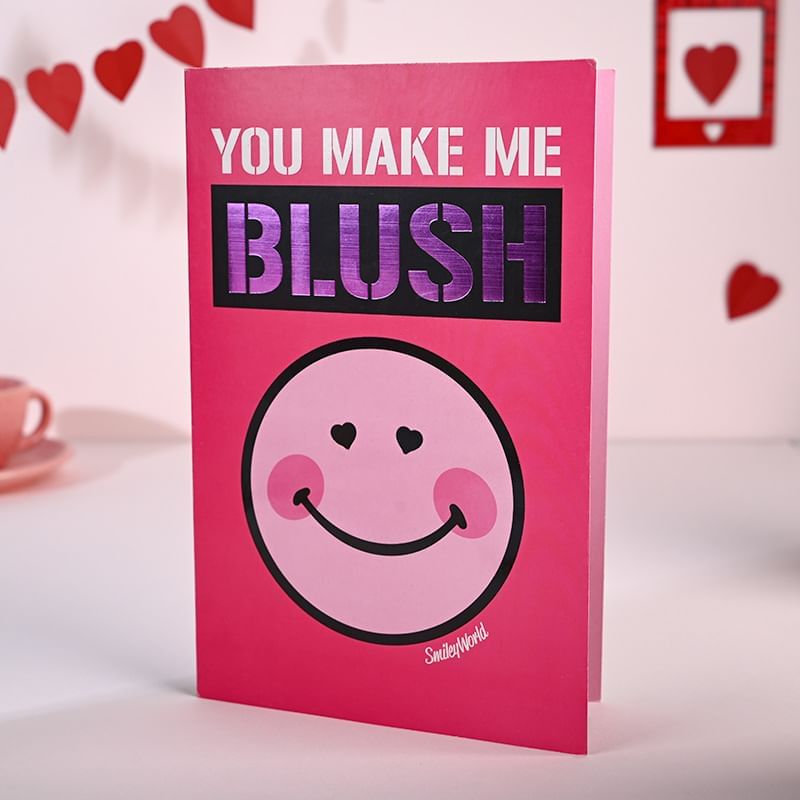 Blushing Smiley Greetings Card