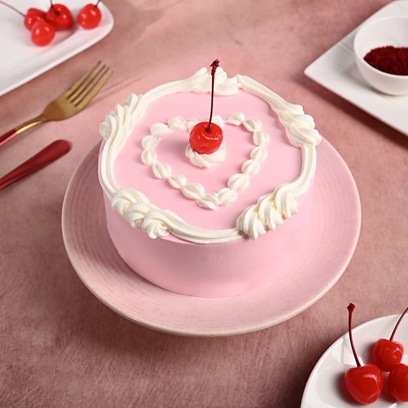 Blushing Valentine Heart Cake