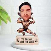 Personalised Bodybuilder Wooden Caricature for Him