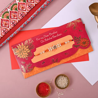 Rakhi for Brother Combo of 1 Designer Rakhi With Greeting Card