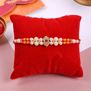 Red Rakhi for brother - Rakhi close view