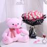 Bold Romance Roses N Teddy Combo