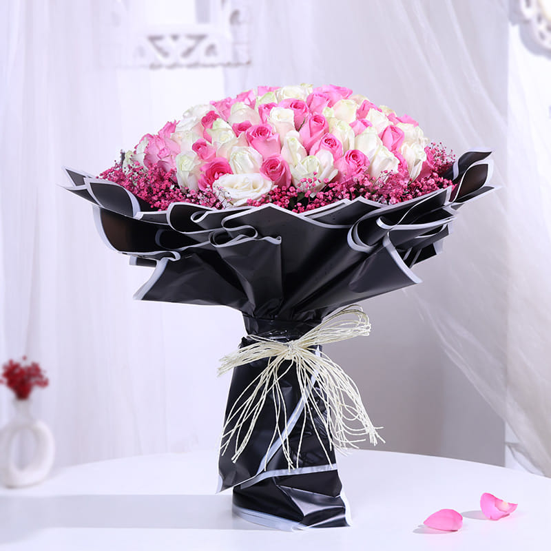 Radiance Of Romance In Pink N White Roses