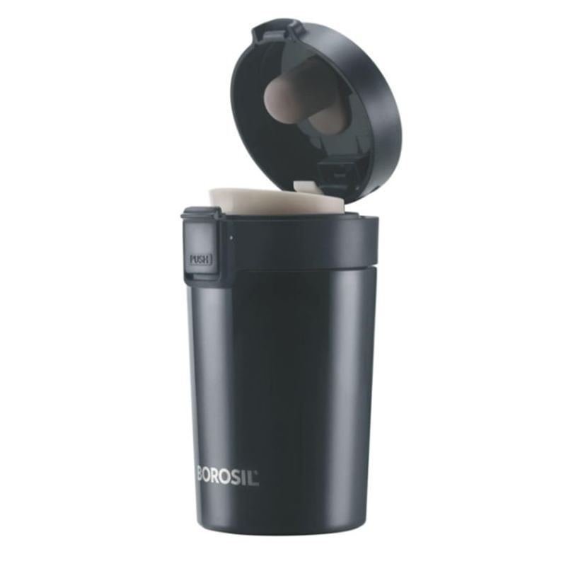 Sleek Black Borosil Travel Mug