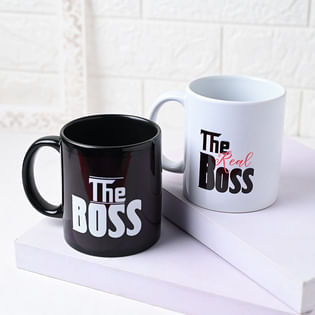 Boss vs Real Boss Couple Mug For Valentines Day Gift