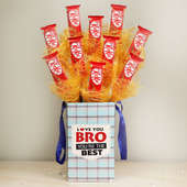 Bountiful Bro Kitkat Bouquet - 10 Nestle Kitkats Chocolates in Chocolate Box for Brother