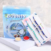 Bounty Miniature With Blue Rakhi Trio