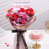 Bouquet N Vanilla Bento Cake For Favourite Girl