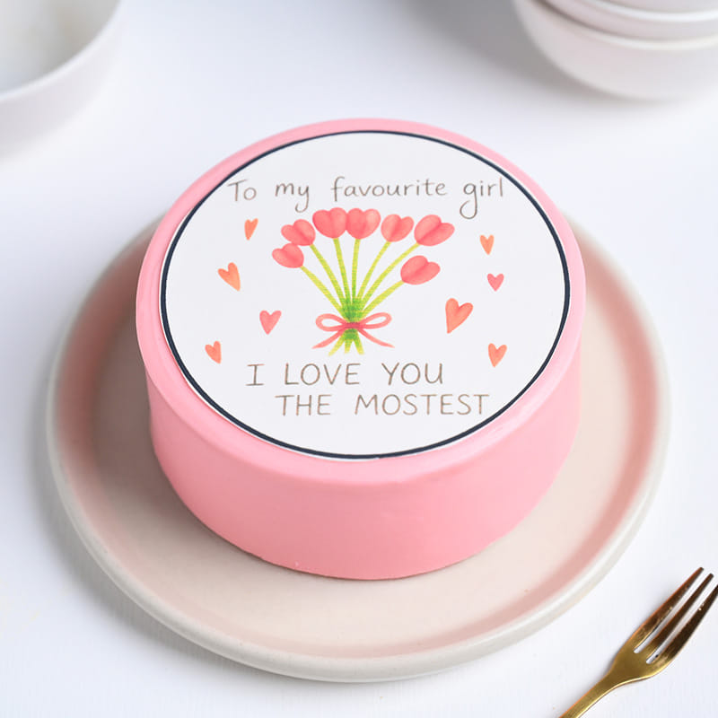 Bouquet N Vanilla Bento Cake For Favourite Girl