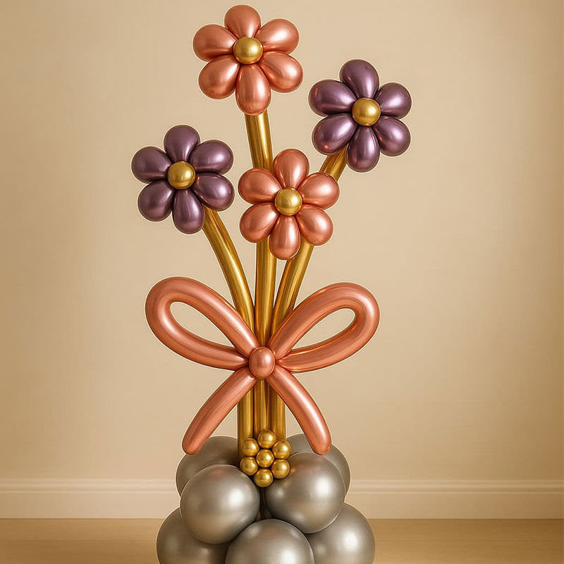 Bowed N Bloomed Chrome Balloon Decor