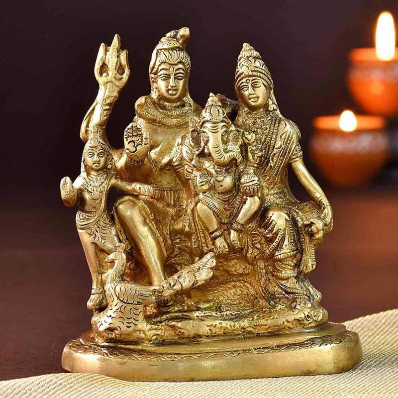 Brass Shiv Parvati Family Idol