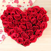 35 red roses heart shape bunch - A gift of Breathtaking Exuberance