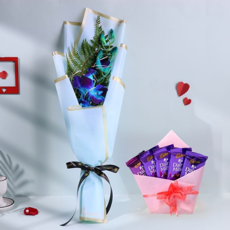 Breezy Blue Orchid With Chocolate