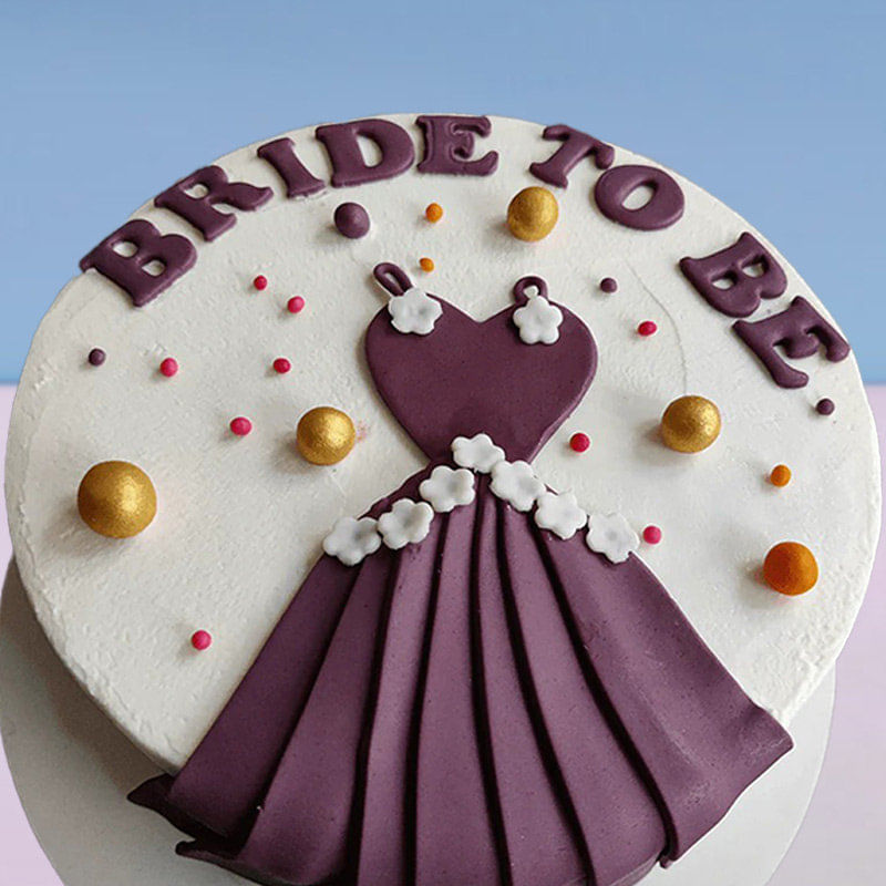 Bride To Be Floral Dress Fondant Cake