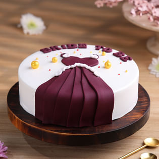 Bride To Be Floral Dress Fondant Cake