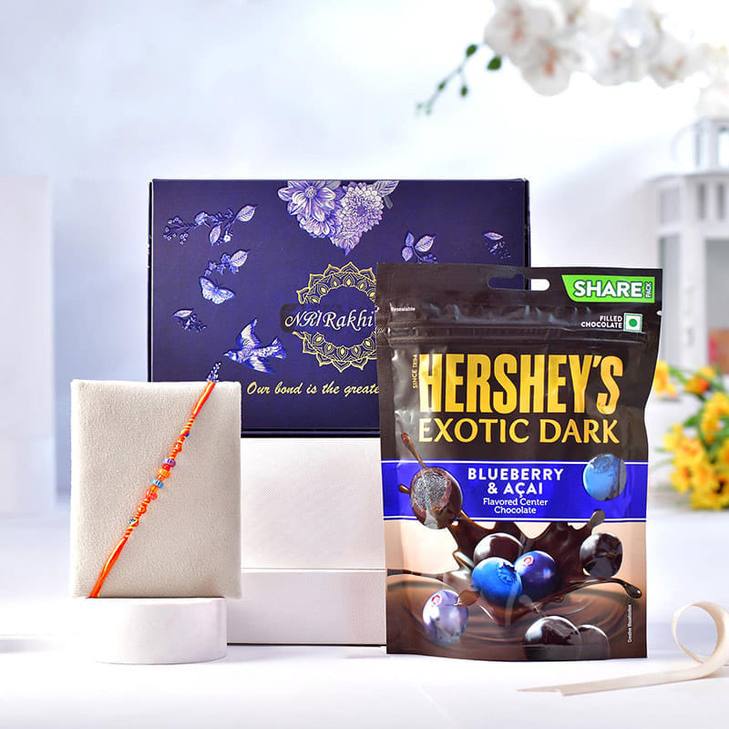 Bright Beaded Rakhi With Blueberry Acai Chocolates