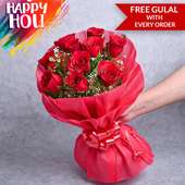 Bright Red Rose Holi Flower Bouquet