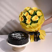 Chocolate Cake With Yellow Flowers 