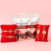 Brooksided Love With Diamond Rakhis - Set of 4 Charming Designer Rakhis with Complimentary Roli and Chawal