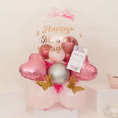 Bubbling Mothers Day Balloons: Pink and Golden Balloon Bouquet