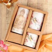 Buddha Printed Pillar 3 Candles Set in a Box - A Perfect Corporate Gift