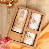 Lord Buddha Printed Pillar Candles Set in a Box - A Corporate Gift