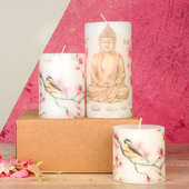 Buddha Printed Pillar Candles Set - A Perfect Corporate Gift
