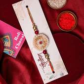 Order Fancy rakhi Online For Brother - Butter Almond Cookies N Kundan Rakhi Hamper