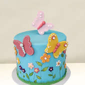 Butterflies N Flowers Fondant Cake