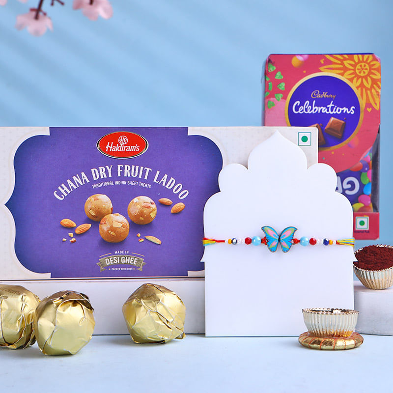 Butterfly Kids Rakhi With Tasty Treats