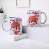 Two Couple Set Printed Ceramic Beverage Mugs for Valentine
