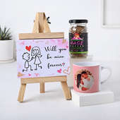 Personalised Mug Cards With Wooden Stand N Coffee Valentine Hamper