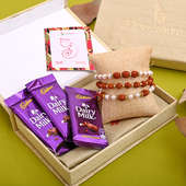 Cadbury Rakhi Delights - 3 Rudraksh Rakhi With Floweraura Box
