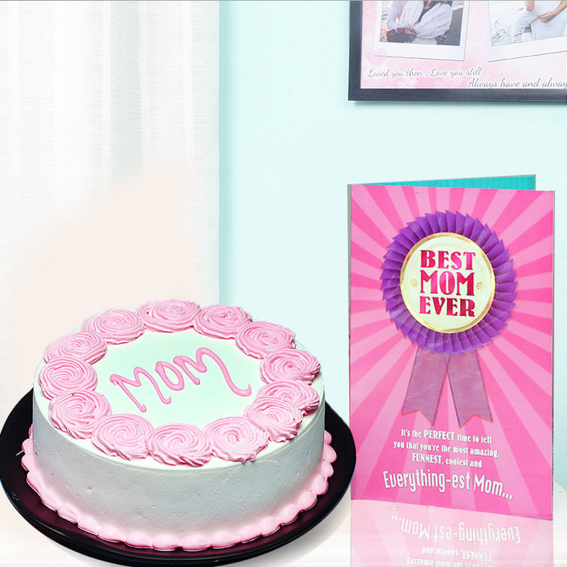 Cake with Greeting Card for Mom