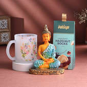 Calming Buddha Idol N Hazelnut Rocks Combo New Year Gift Hampers