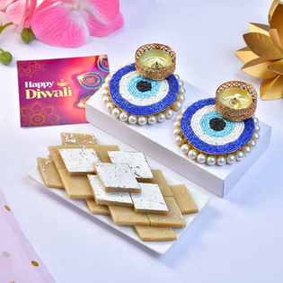 Candles N Kaju Katli Happy Diwali Combo