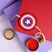 Send Cartoon Rakhi For Kids Online - Captain America Manget Rakhi
