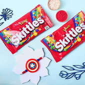 Captain America Rakhi N Skittles Combo