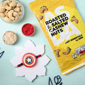 Send Captain America Rakhi With Cashews to UK Online